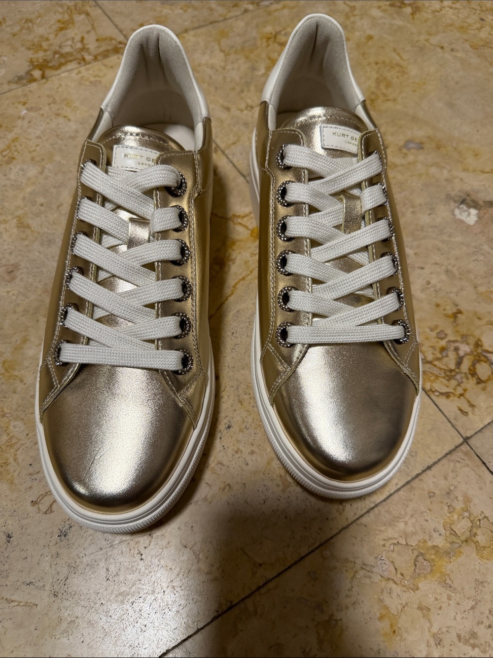 Kurt Geiger Metallic Gold Ibiza Sneakers with White Laces